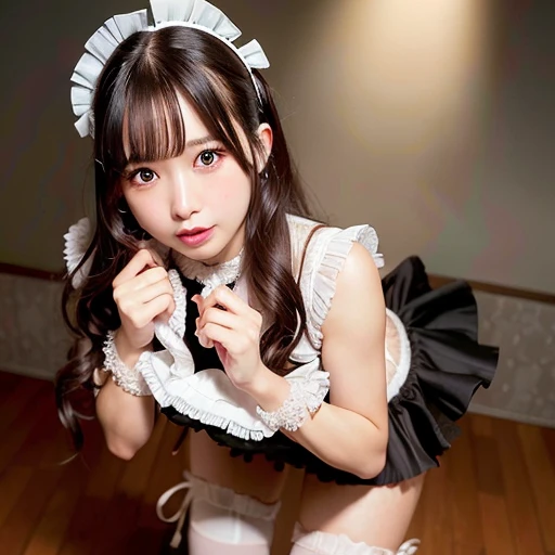 [Stable Diffusion] ストレートヘア 全身 メイド服 野原 ロングヘア [リアル・写真・実写]