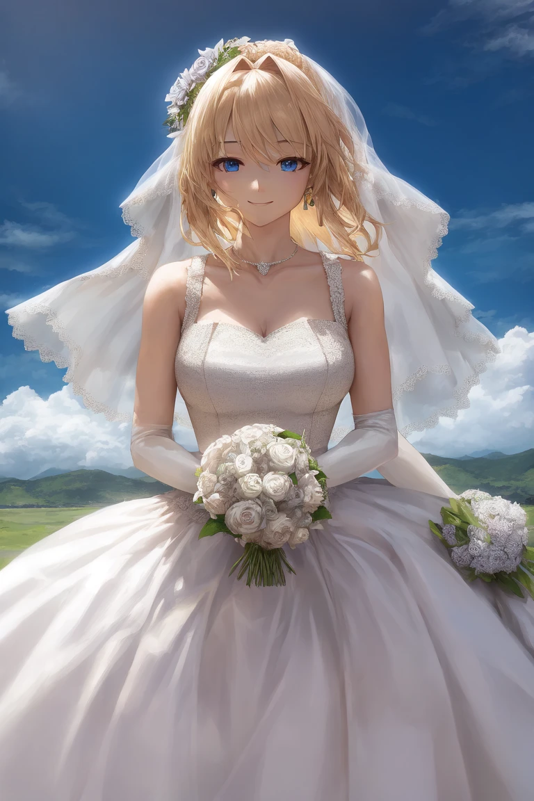 [Holara] ウェディングドレス 空 ドレス ミディアムヘア 女性 [イラスト・二次元]