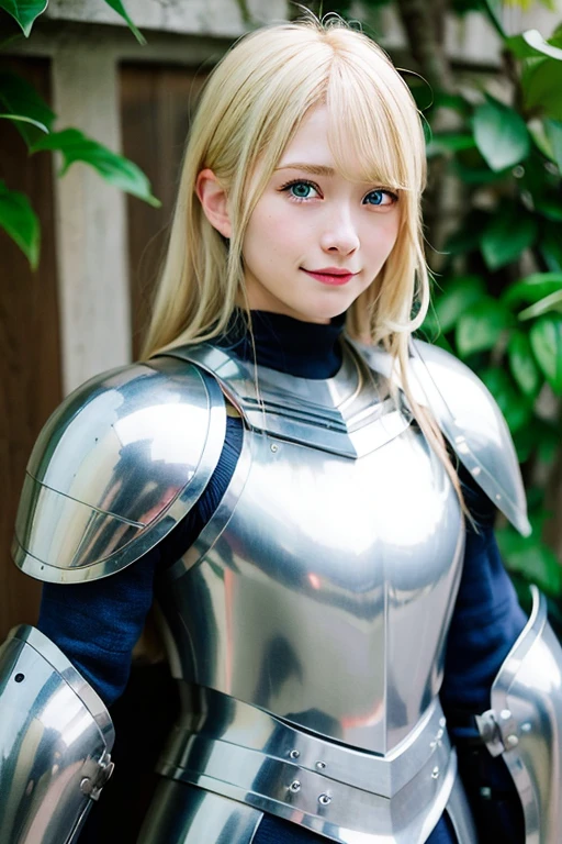 [Stable Diffusion] armor embarrassed medium hair beautiful girl laugh [Realistic]