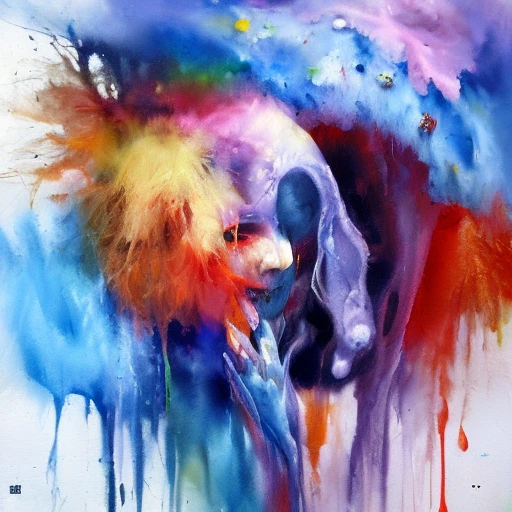 [Stable Diffusion] сумасшедший печаль масляная живопись абстрактный [Реалистичный]