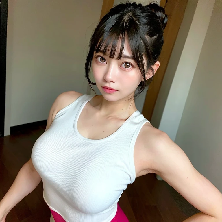 [Stable Diffusion] टाइट कपड़े गाढ़े भौं टैंक टॉप तेज आंखें मध्यम बाल [यथार्थ]