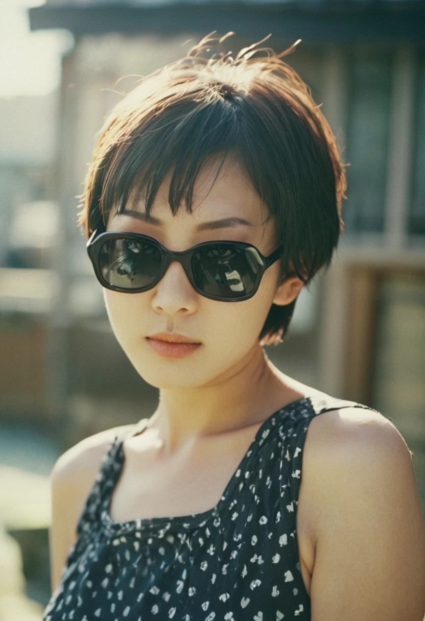 ojos penetrantes gafas de sol Bruja luz del sol Foto de película analógica [Realista]