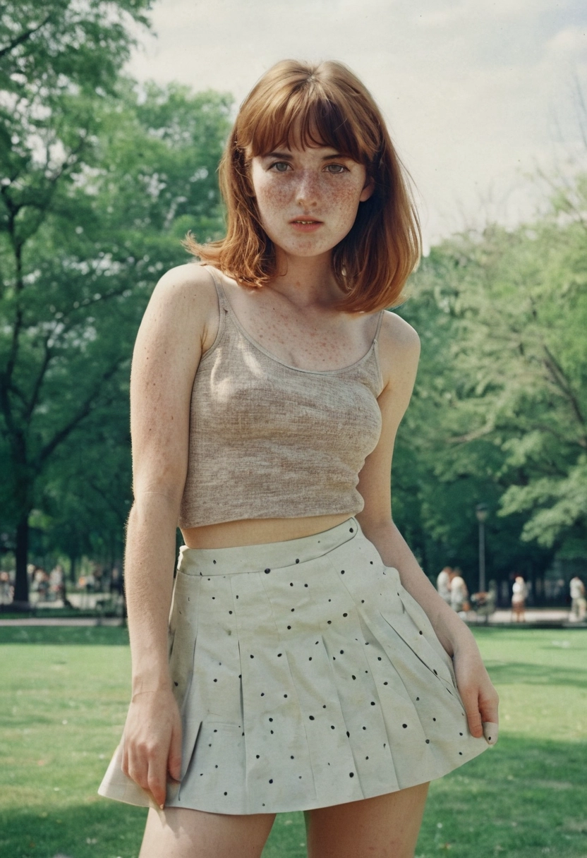 Bajar la mirada pecas Minifalda parque Falda [Realista]