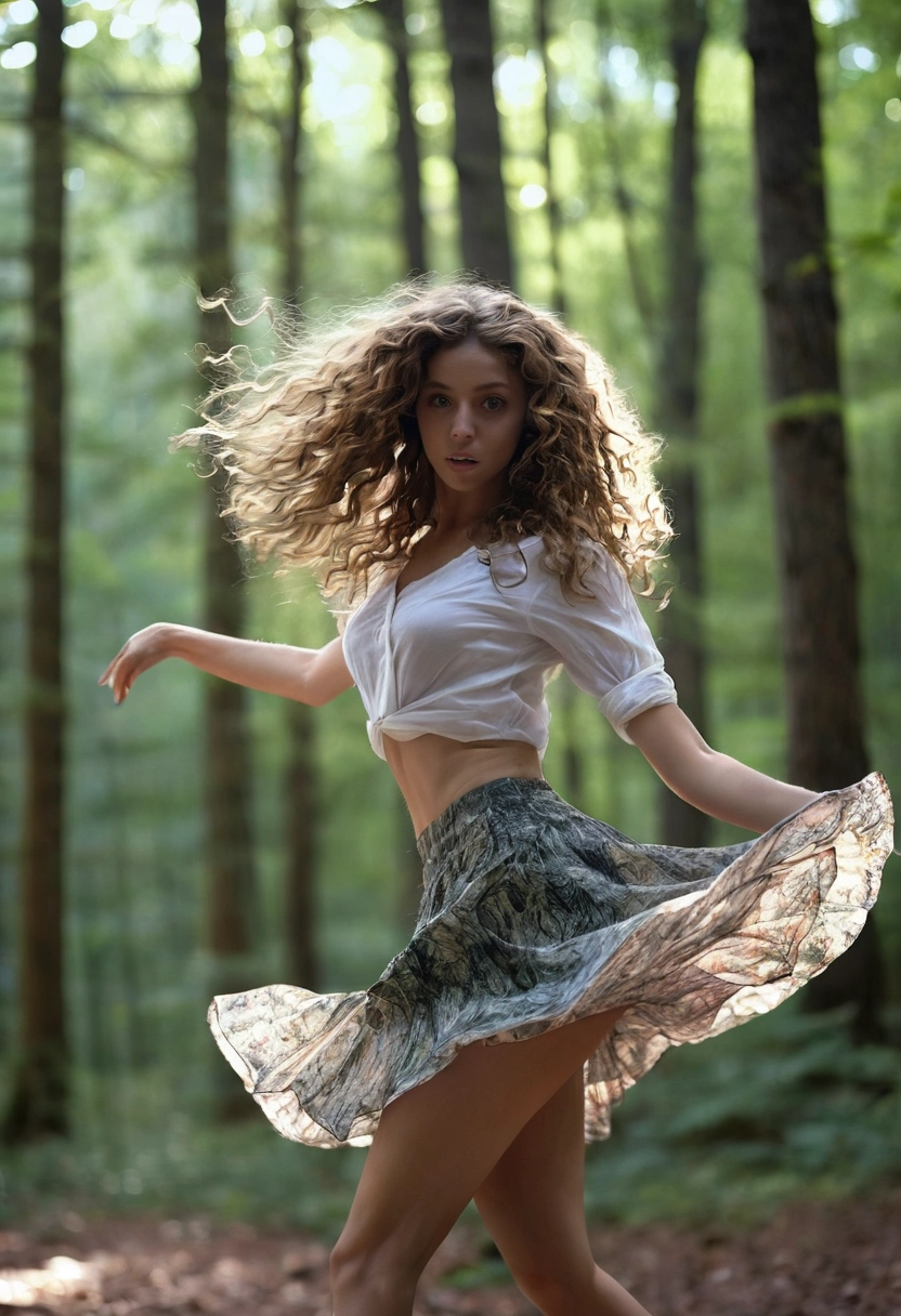 bosque Falda Muy detallado baile cabello ondulado [Realista]