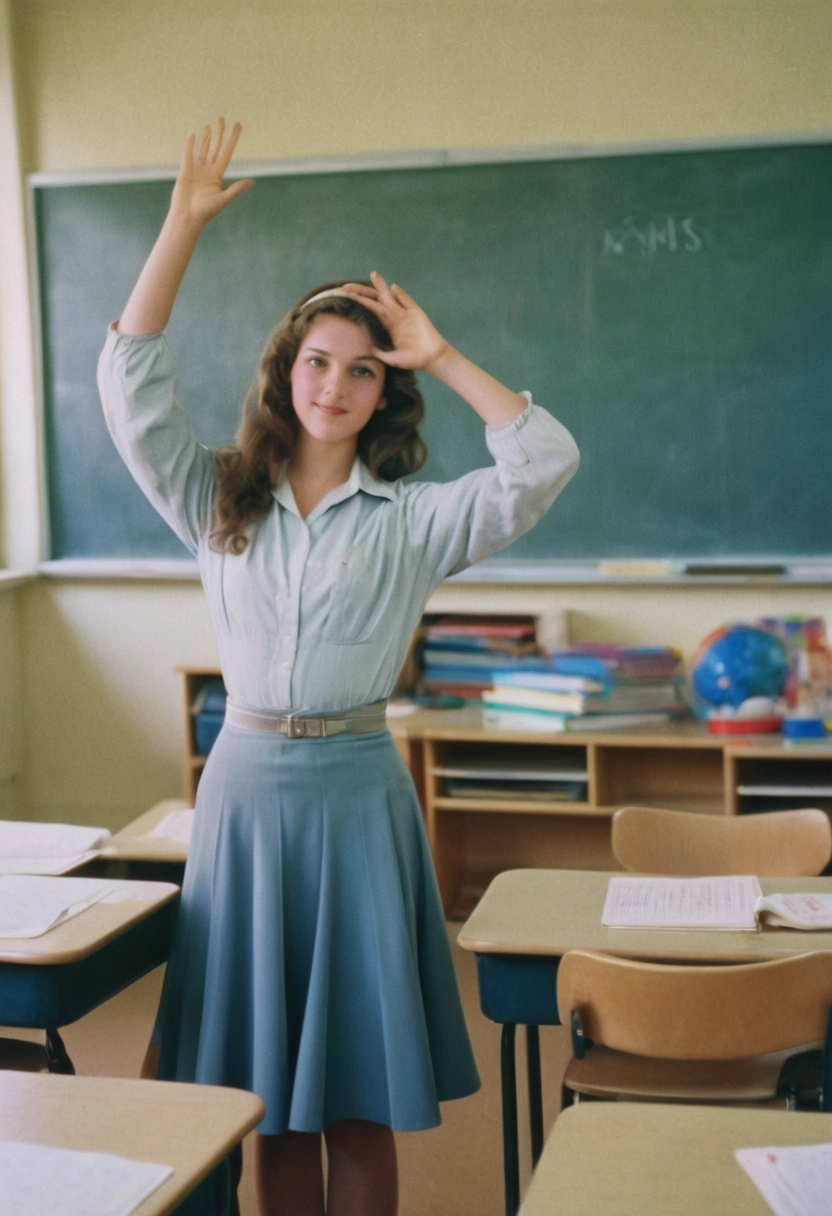 Princesa aula saludo Foto de película analógica cuerpo completo [Realista]
