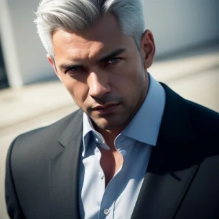 背が高い, 筋肉質, 傑作, かっこいい, 野原, スーツ