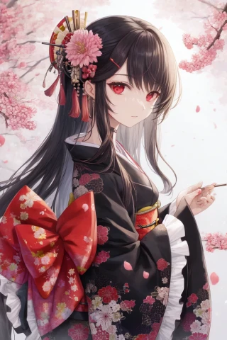 long hair, woman, Masterpiece, kimono