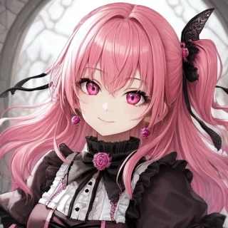 ミディアムヘア, ウェーブヘア, 女性, 笑う, 傑作, ゴスロリ
