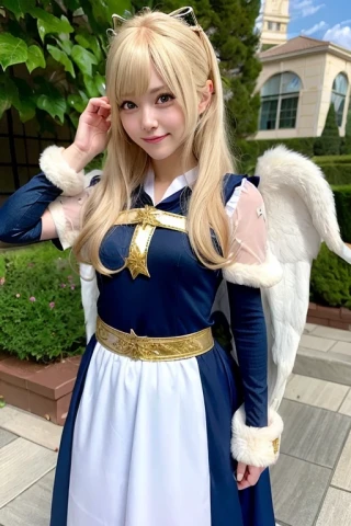 ミディアムヘア, 笑う, 美少女, 傑作, 恥ずかしい, コスプレ, 天使のコスプレ