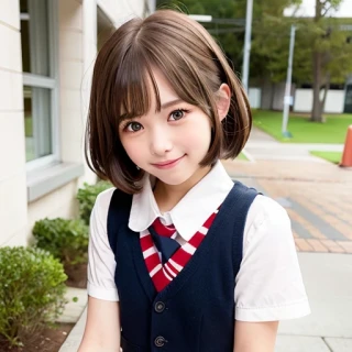 ショートヘア, 笑う, 美少女, 制服・学生服