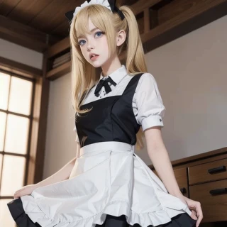 ツインテール, 下から, 美少女, 怒り, 傑作, メイド服, メイドエプロン, 険しい顔