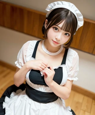 ショートヘア, 美少女, 傑作, 上目遣い, メイド服, メイドエプロン