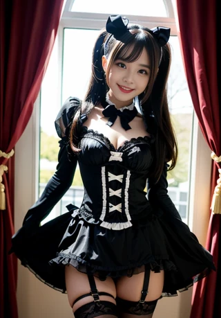 sabuk, beberapa pose, wanita, tertawa, Lolita gothic, Sabuk garter