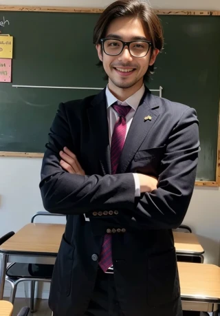 何かしらのポーズ, 笑う, 男性, 教師