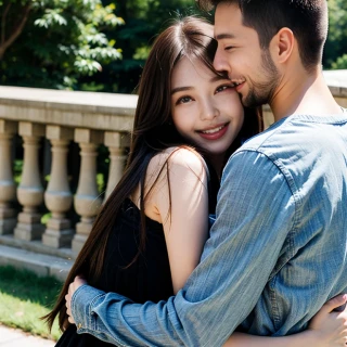 смех, Женщина обнимает мужчину