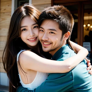 смех, Мужчина обнимает женщину