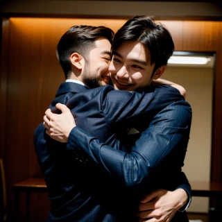 笑う, 男同士がハグ