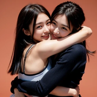 笑う, 女同士がハグ