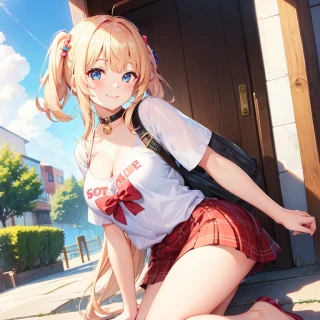 笑う, 美少女, かがむ