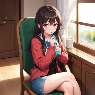 美少女, 椅子に座っている