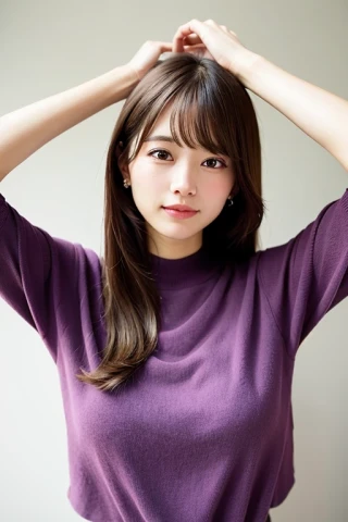 美女, 手を頭の後ろで組む