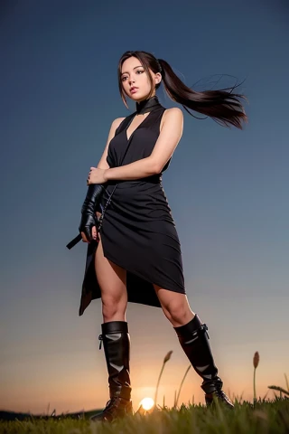 美女, 夜, 野原, 忍者