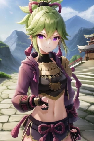 cielo, mirando al espectador, Parte superior del cuerpo, Genshin Impact - Kuki Shinobu, de pie