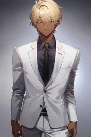 short hair, laugh, tall, Masterpiece, tan skin, man, suit